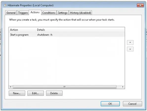 La schermata di Windows 7 con l'impostazione per ibernare il PC