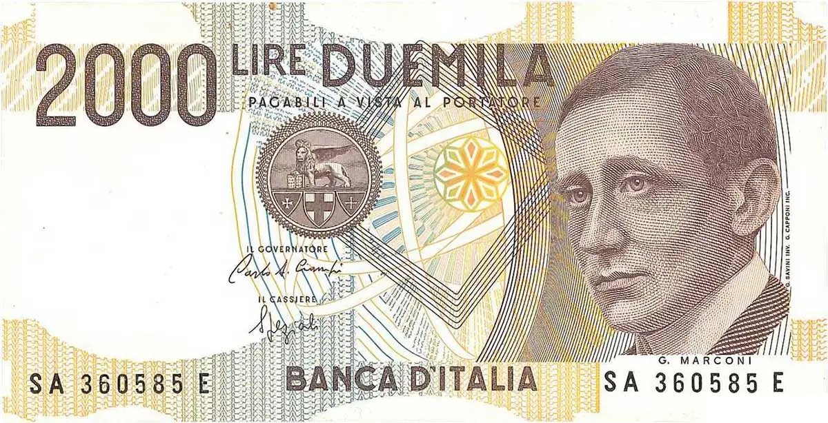 Immagine di una banconota da duemila lire