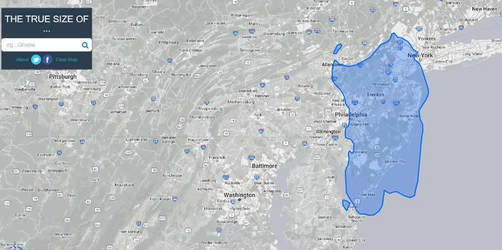 Mappa tratta dal sito in questione, con il contorno della Sardegna sovrapposto al New Jersey