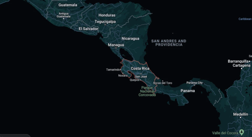 La posizione sulla cartina di questa nazione tra gli stati del centro America