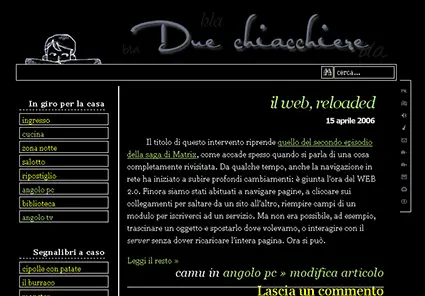 blog con sfondo scuro e caratteri chiari
