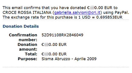  tramite Paypal alla Croce Rossa Italiana