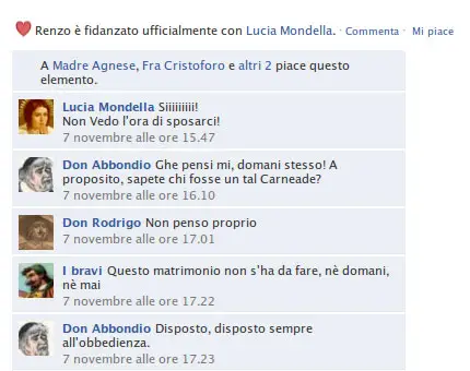 La storia di Renzo e Lucia ai tempi di Facebook