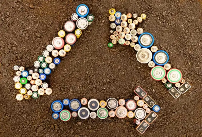 Batterie viste dall'alto, disposte a formare tre frecce che puntano in varie direzioni