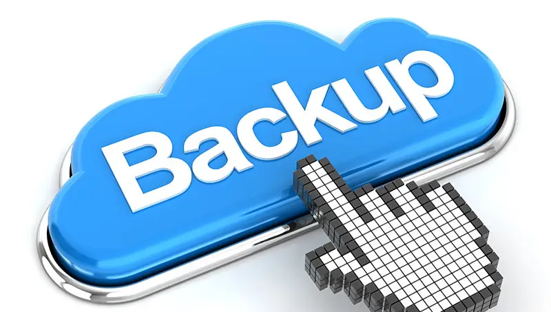 Un pulsante a forma di nuvoletta con la scritta backup