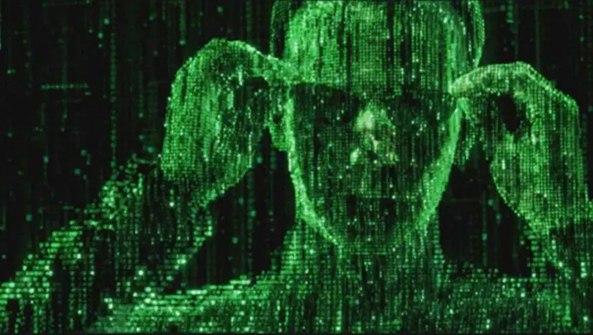 Neo all'interno della simulazione di Matrix