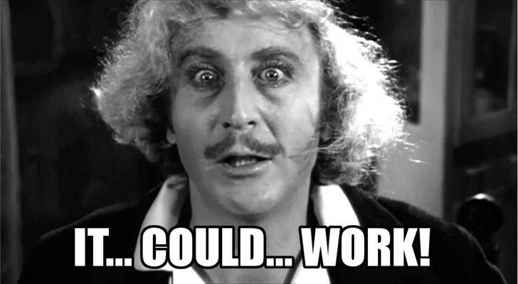 Gene Wilder mentre pronuncia la famosa frase "Si... può... fare!"