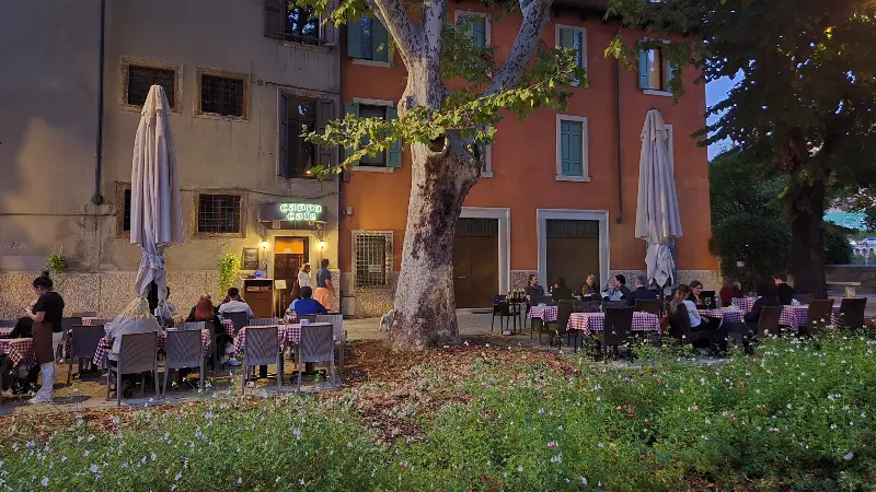 Persone a cena all'aperto